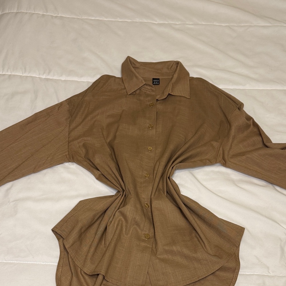 SHEIN Brown Button-Up Shirt Dress
